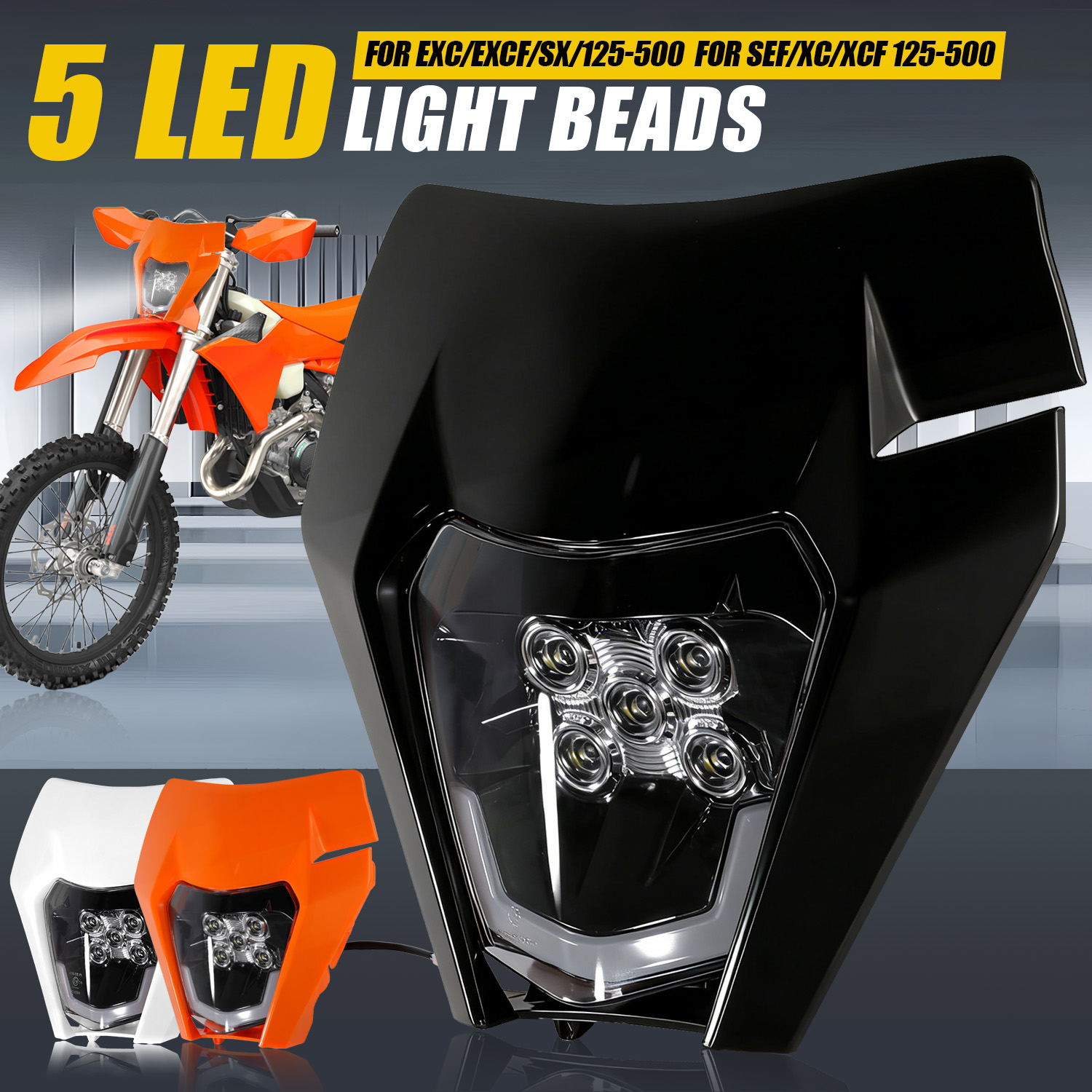 Universal Motorcycle Led Headlight Projector - Универсальная светодиодная фара (5 LED) для
