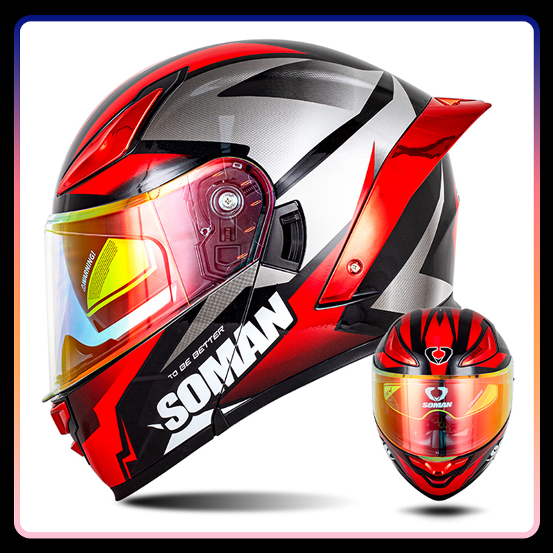 Modular Flip Up Motorcycle Helmet Dot Approved - Мужской мотоциклетный шлем с двумя линзами,