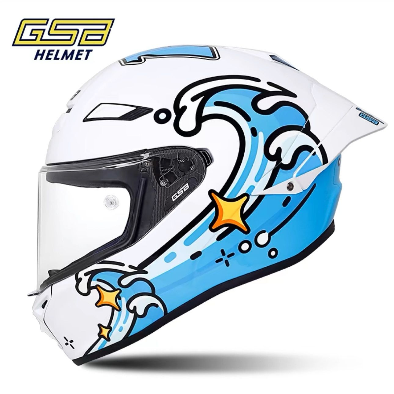 Carbon Fiber Lightweight Motorcycle Helmet - Мотошлем GSB RC5 из карбона, полнолицевой,