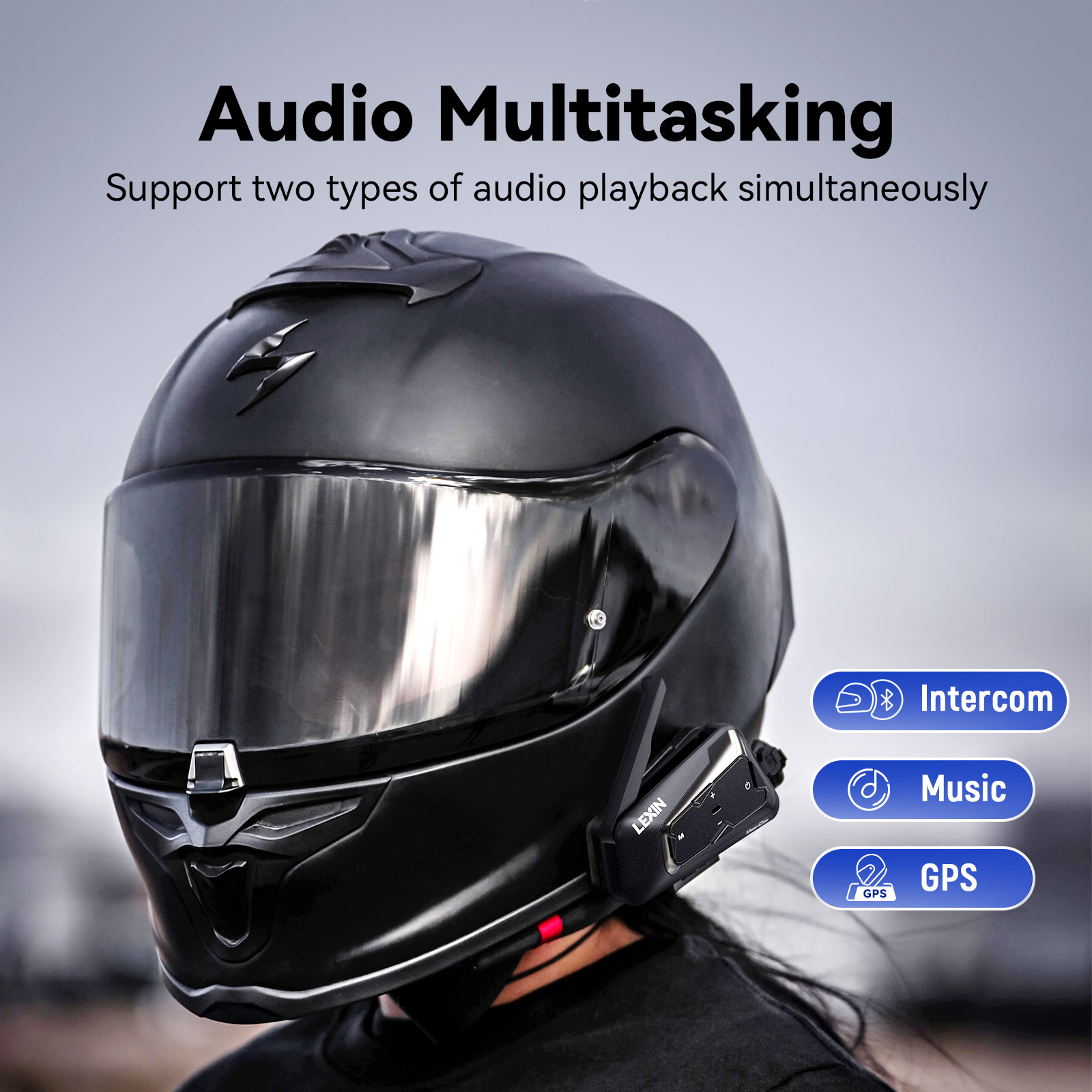 Система связи LEXIN-MeshCom мо – обзор и цена Universal Motorcycle Helmet Intercom Headset